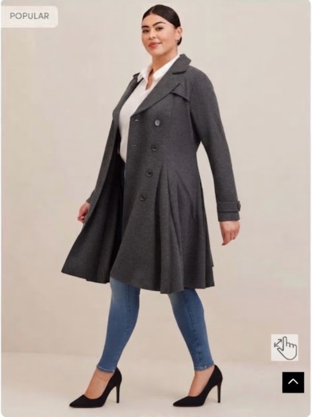 torrid NWT Dark Gray Double-Breasted Pleated Trench Coat